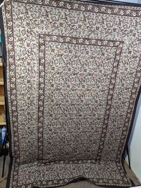 Homestead India Cotton Tablecloth 60" x 90" Large Rectangle Paisley Floral Gray
